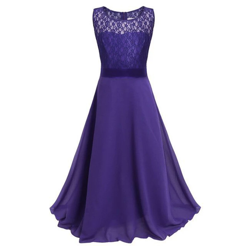 

Kids Girls Flower Lace Dress Party/ Wedding Bridesmaid Floral Girl Dress Ball Gown Prom Formal Maxi Dress