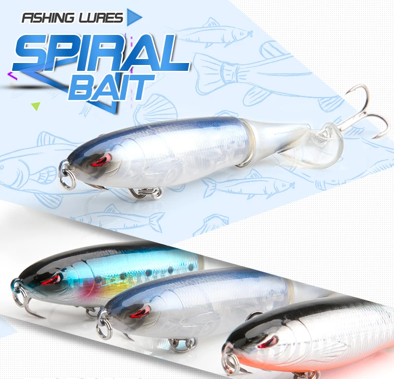 DONQL Minnow Rotating Tail Fishing Lure 10cm 13g With Soft Whirling Tail Treble Hooks Whopper Popper Topwater Fishing Baits      (1)
