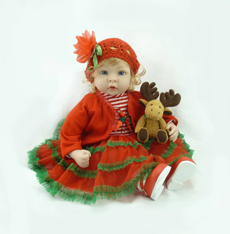 22inch Christmas Doll Gift Present Silicone Reborn Baby Doll Newborn