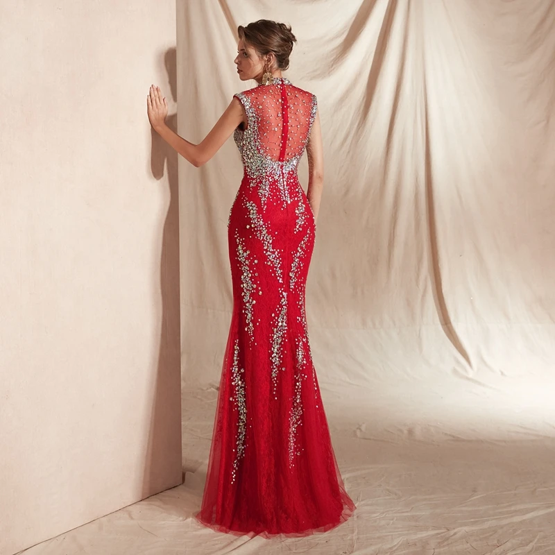 Новое поступление красное вечернее платье 2019 abendkleid платье вечернее платье халат de soiree Кафтан Дубай торжественное платье Русалка Вечерние