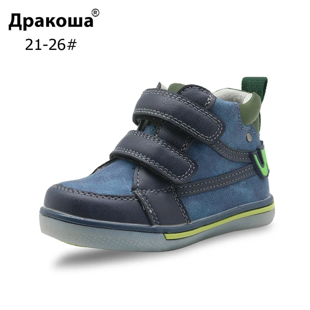Apakowa/Обувь для мальчиков, осенние детские ботильоны из искусственной кожи, спортивные кроссовки на плоской подошве, детская обувь для малышей с поддержкой арки