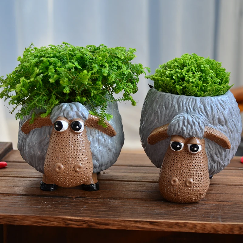 Ceramic planter pot flower pot lovely animal tabletop mini lovely sheep