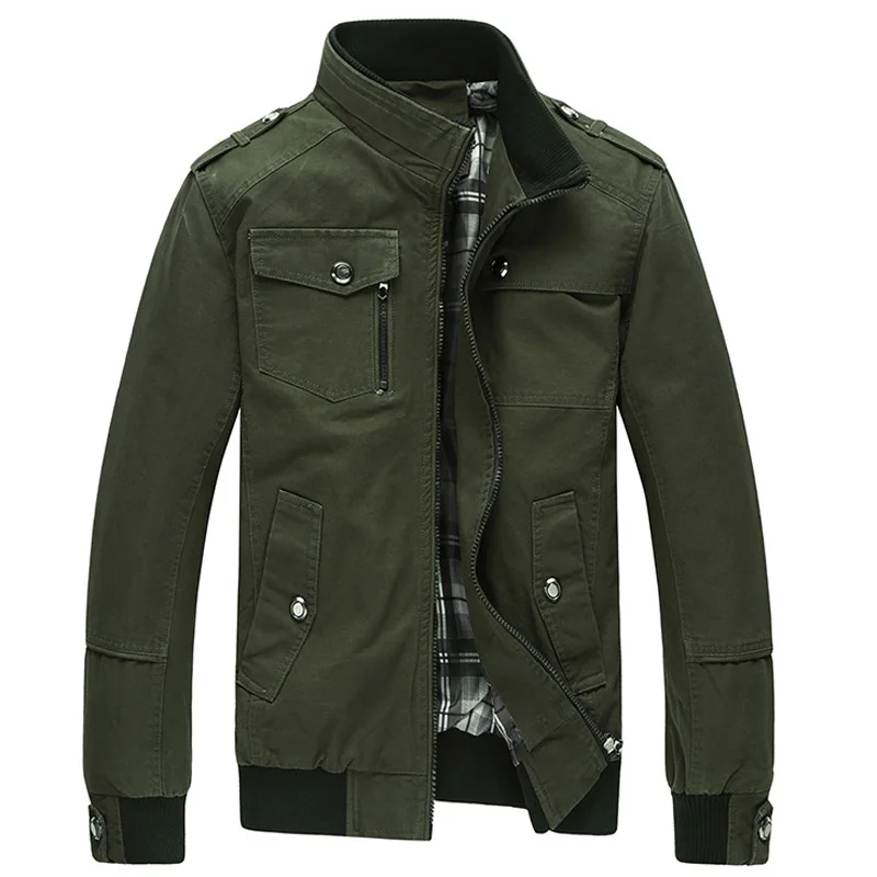 TANGNEST Jaqueta Masculina,, Мужская Новая повседневная куртка, много карманов, воротник-стойка, мужское пальто, удобные мужские куртки MWJ1771 - Цвет: Army green