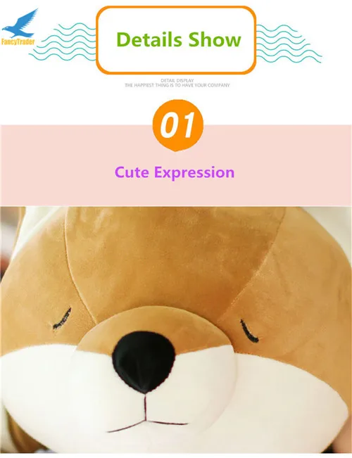 Fancytrader New 43'' Large Soft Anime Shiba Inu Plush Toy Stuffed Soft Lying Animal Akita Dog Doll 110cm Cartoon Pillow Present (7)