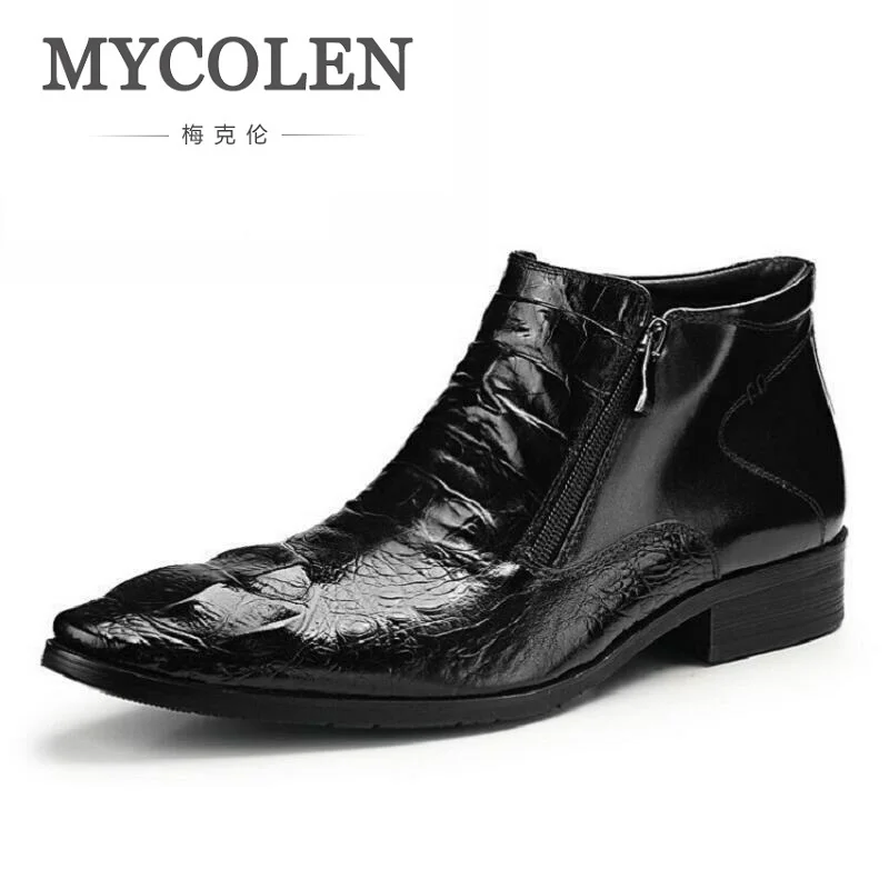 

MYCOLEN Brand Men Boots Top Quality Handsome Comfortable Retro Leather Boots Crocodile Autumn Male Shoes Botas Militares