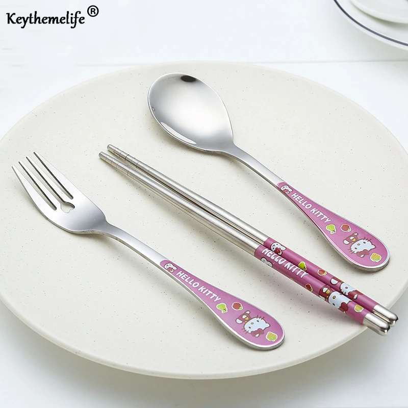 Keythemelife Hello kitty Kitchen Stainless Steel Cutlery Dinnerware