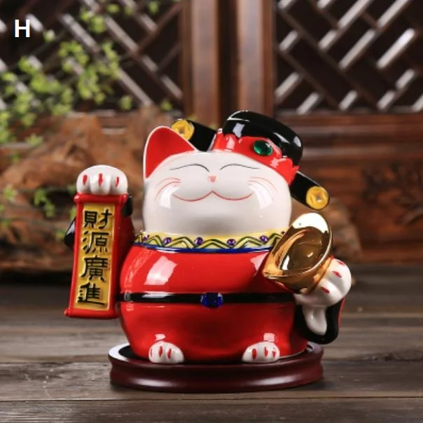 Керамическая фигура «Счастливая Кошечка» японский орнамент Копилка цеативный Средний открывающийся подарок - Цвет: H