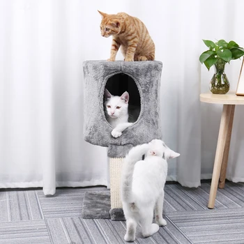 

H57CM Pet Cat Toy Scratching Post Wood Climbing Cat Condo House Cat Tree Jumping Standing Solid Frame Cat Furniture Pet Supplies