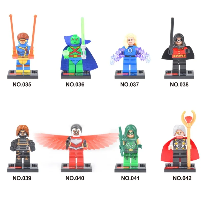 

Single same super Heroe The Falcon Cyclops Marvel Martian Manhunter Winter Soldier Building Blocks Bricks Toys Compatible Legoed