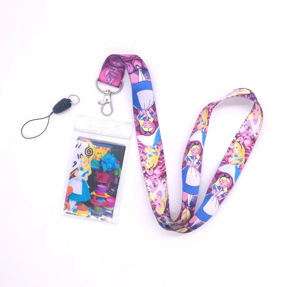 

1 pcs Alice in Wonderland princess Neck Strap Lanyards Card Holders Bank Neck Strap Card Bus ID Holders Rope Key Chain Gift K22