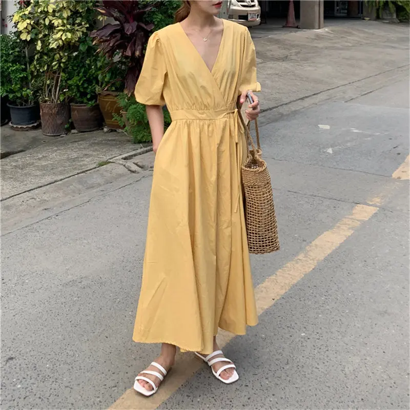 

Alien Kitty New Arrival Vintage 2019 Women Elegant Slender Waist-Controlled Sweet Chic Stylish Slim Solid Long Dresses 2 Types