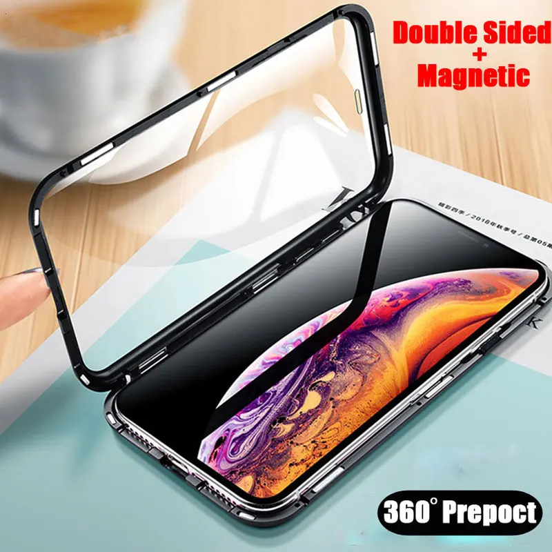 Двухсторонний стеклянный Магнитный чехол для телефона iphone X XS Max 8 7 Plus