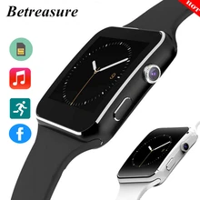 Betreasure Curved Screen Bluetooth X6 Smart Watch Clock For Android iOS Phone With Camera Support SIM