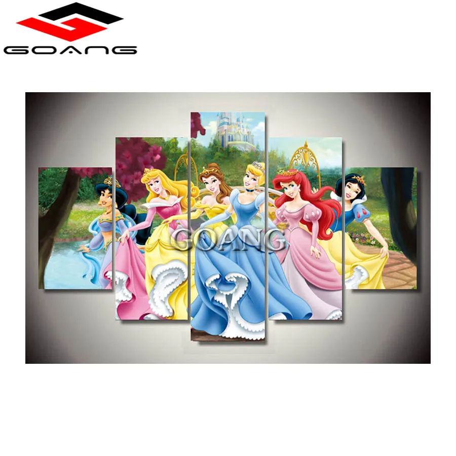 

GOANG Needlework Cartoon Princess Diamond Embroidery Full Square Diy Diamond Painting Cross Stitch Mosaic Rhinestone Home Decor