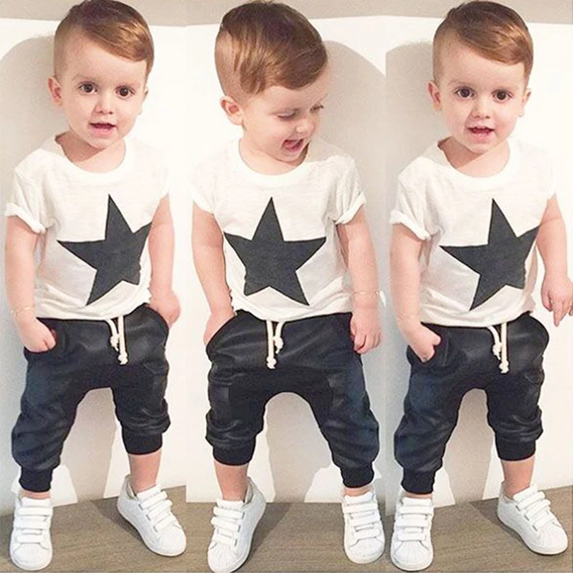 Baby Boys Clothes Suit 2018 Summer Children Clothing Star Pattern Short-Sleeve Shirts Pants Newborn Baby Clothing Sets