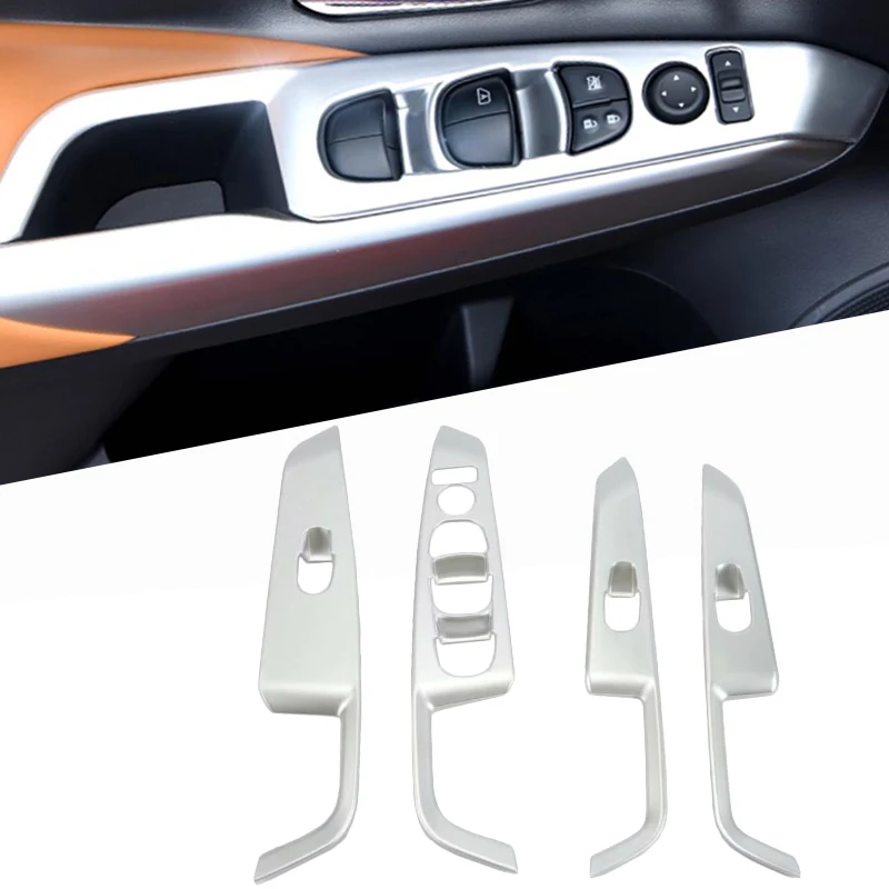 4 шт. ABS Матовый Интерьер подлокотник окно переключатель Крышка отделка для Nissan Kicks автомобильные аксессуары левый руль