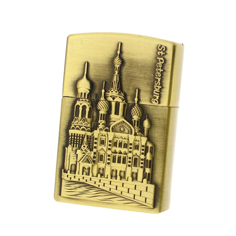 

Grind Wheel Jet Gas Lighter St. Petersburg Cigarette Cigar Flame Tobacco Fire Windproof Lighters For Russian No Gas