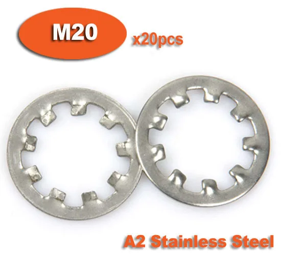 

20pcs DIN6797J M20 Stainless Steel A2 Internal Toothed Shakeproof Washers Lock Washer