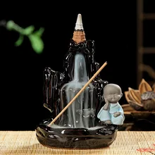 

20Pc Incense Cones + Burner Creative Home Decor The Little Monk Small Buddha Censer Backflow Incense Burner Use In Home Office