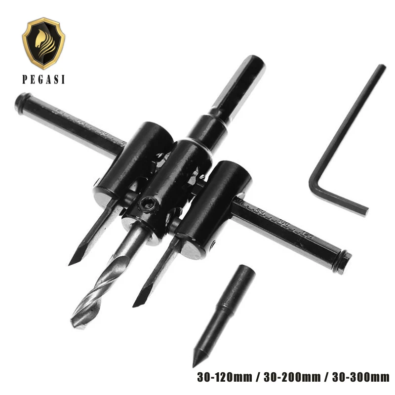 

120mm 200mm 300mm Alloy Steel Adjustable Circle Hole Saw Tool For Plaster Plywood Hardwood Laminate Composites