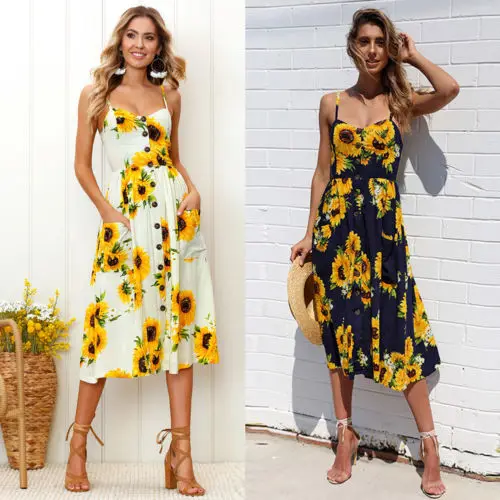 2018 New Sunflower Dress Women Boho Yellow Fl Stry Long Maxi 2018 New Sunflower Dress Women Boho Yellow Fl Stry Long Maxi Holiday Party Evening Summer Beach Sundress Fashion In Dresses From S