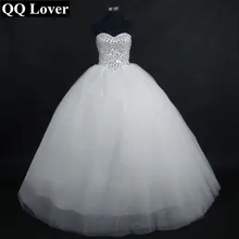 2017 The Latest Luxury Crystals Beaded Ball Gown Wedding Dress Bridal Gown Vestido De Noiva