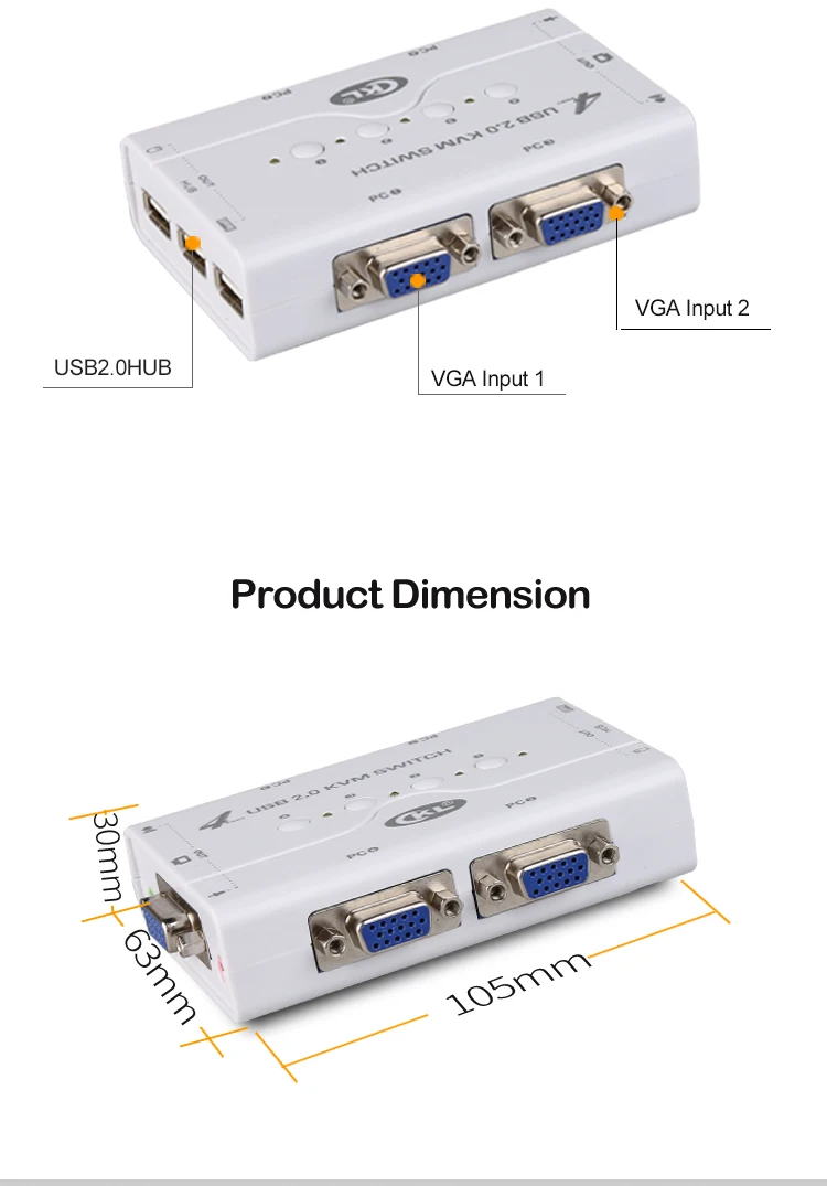 KVM коммутатор VGA 4 порты и разъёмы USB 2,0 с кабели Поддержка аудио микрофон принтер сканер Высокое разрешение CKL-41UA * 1536 2048