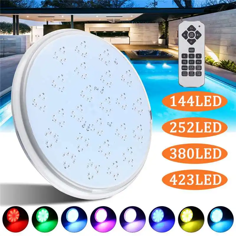 

Led Swimming Pool Light 423leds AC/DC12V RGB Resin Replacement PAR56 Lamp Waterproof IP68 Multi Color 2m Wire Underwater Lights