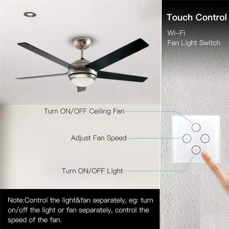 ЕС/США WiFi умный потолочный вентилятор настенный выключатель телефон время голосовой контроль скорости умный жизнь Tuya приложение пульт
