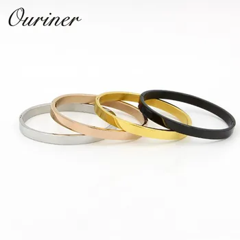 

Simple Couple Jewelry Stainless Steel Rose Gold-Color Smooth Lover Bangle Buckle Lover Bangles & Bangles For Men Women K0062-1