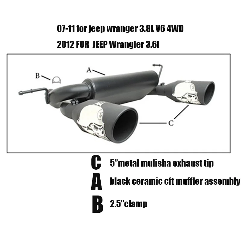 Черный стальной " двойной сплит выхлопной 07-17 для Jeep Wrangler& Wrangler Unlimited JK 3.6L& 3.8L Авто продукты yangyule