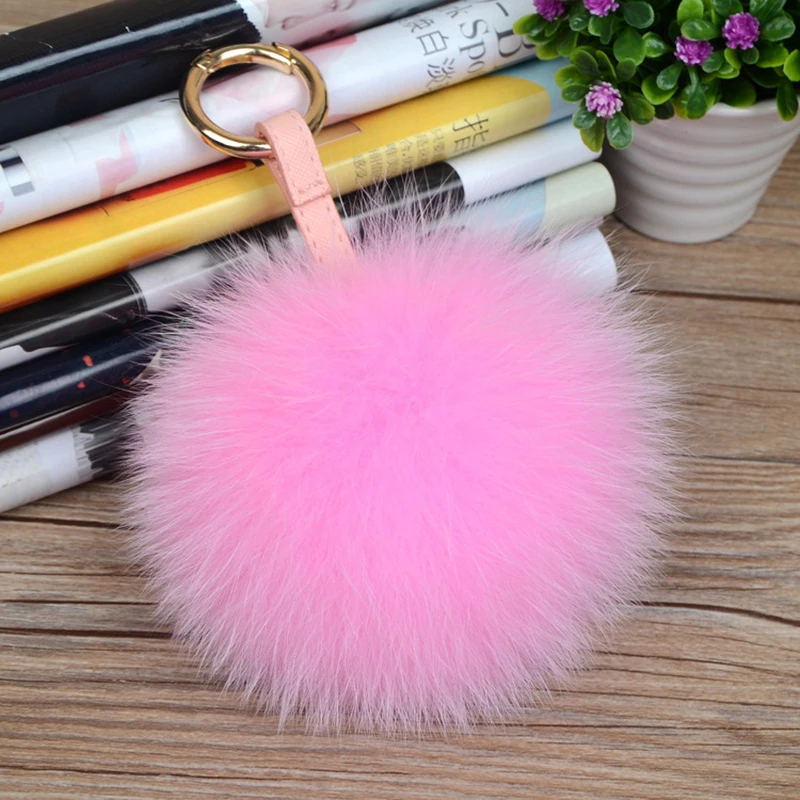 Mullido lindo 11 cm Real Fox piel bola Llavero piel Pom Llavero Chaveiro Llavero Pompon Llavero encantos bolsa colgante accesorios