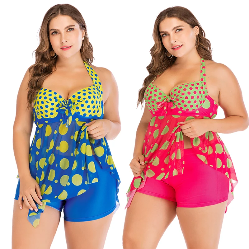 

Summer Classic Polka Dot Printed Women Swim Dress Big 2XL 3XL Push Up Swim Wear Female Bathing Suit Large Biquini Sexy Swimwear