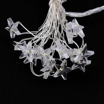 

Five-pointed star shape 3 m 30 lamp button battery copper wire string Christmas party party decoration silver line light string