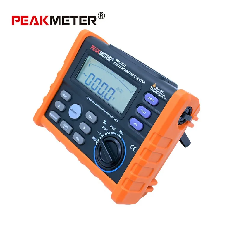 Цифровой тестер сопротивления заземления PEAKMETER PM2302 цифровой дисплей и