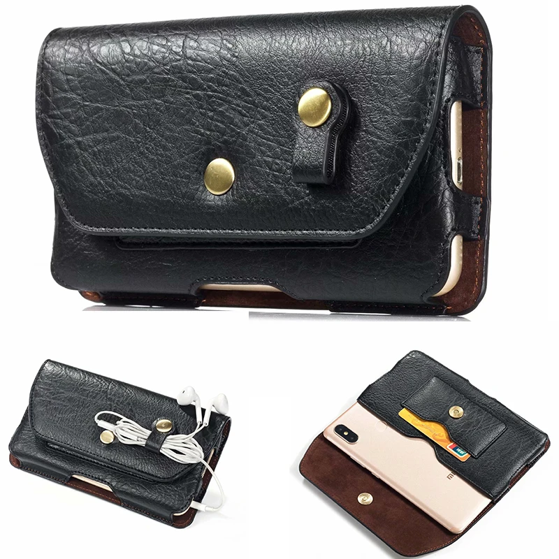 

Leather Waist Bag Clip Belt Pouch Case For Blackview BV9600 Pro Plus BV9500 BV6800 Pro P10000 Pro BV5800 With Card Holder Bag