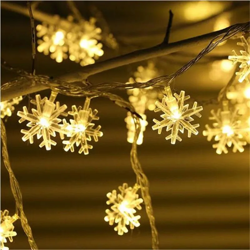 7,5 м 50 светодиодный светильник на батарейках АА, Белая Гирлянда со снежинками, украшение для окна, свадебные, рождественские, вечерние, декоративный светильник, s светодиодный Сказочный светильник