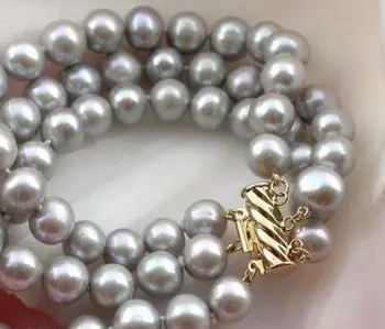 

7.5-8" ROUND 9-10 MM gray PEARL BRACELET 14k 42%