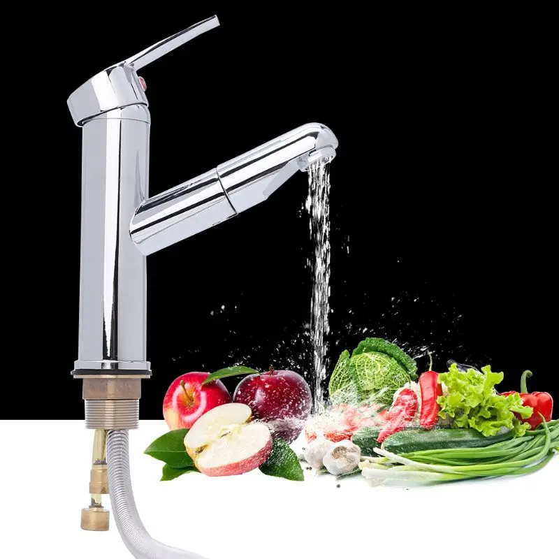 

18cm Bathroom Basin Pull-out Faucet Sink Hot And Cold Water Tap Scalable Single Handle