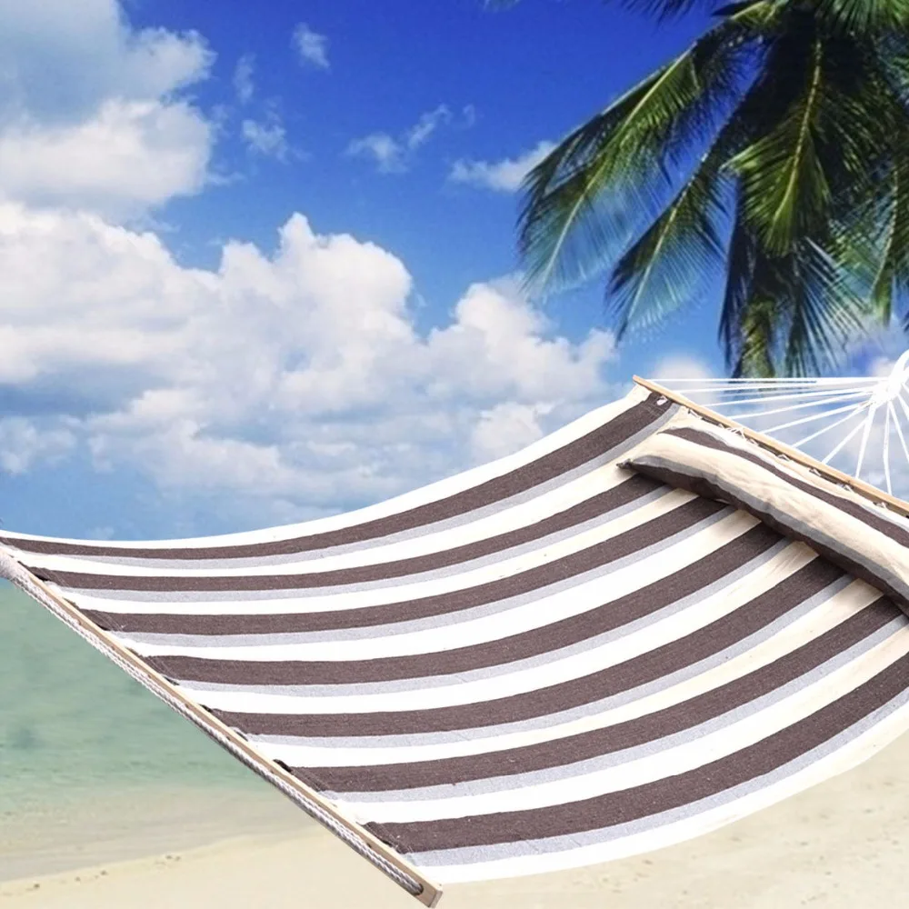 75"x55" Double Size Hammock Heavy Duty Wood Spreader Bar Polyester