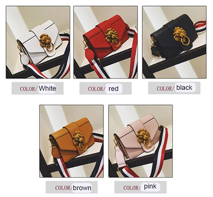 Women Lion Handbag Designer Flap Crossbody Bags Female Famous Brand Fashion Shoulder Bag Wide Strap Lion Head Handbag And Purse (1)