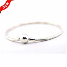 Браслет из змеиной цепи, круглая застежка, ювелирные изделия из стерлингового серебра 925 пробы