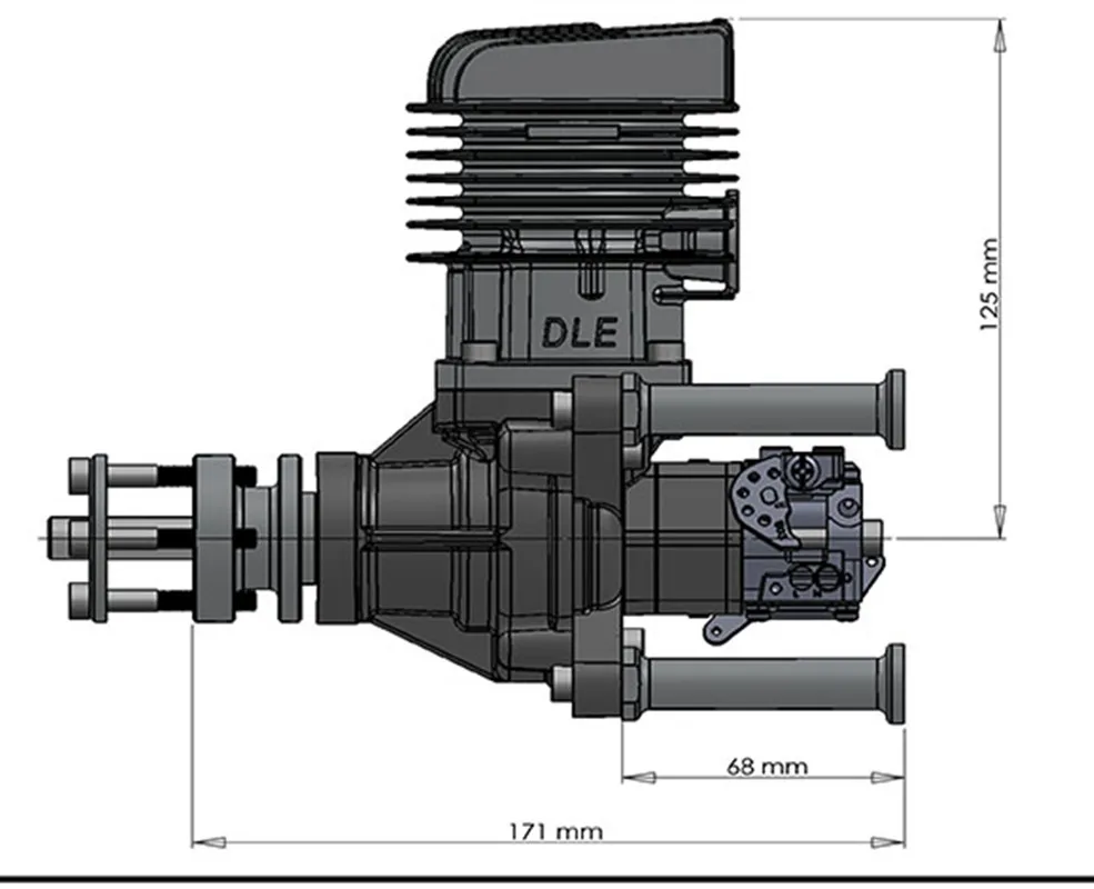 DLE55RA 55CC газовый двигатель для радиоуправляемого самолета фиксированная модель крыла однотактный два выхлопа ветра холодной руки начать после удара