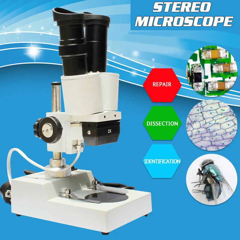 

20X Metal Binocular Stereo Microscope 20 Magnification Mobile Phone Repair, PCB Repair, Tools Repairing, Inspection
