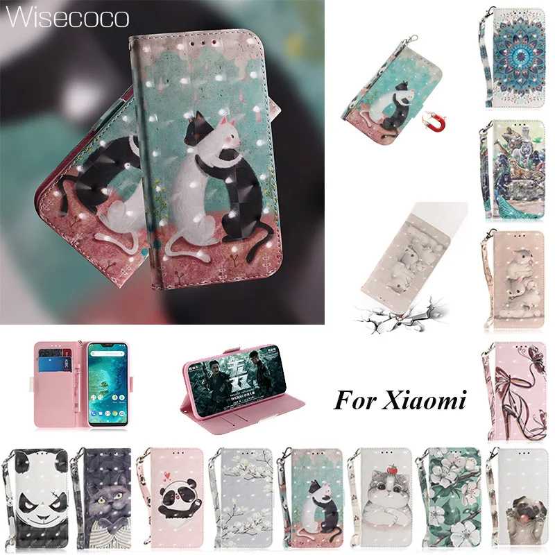 

3D Leather Phone Case For Xiaomi Redmi 6 6A Note5 Note6 Pro 5plus S2 Y2 Flip Wallet Card Holder Stand Cover for xiaomi f1 6x a2