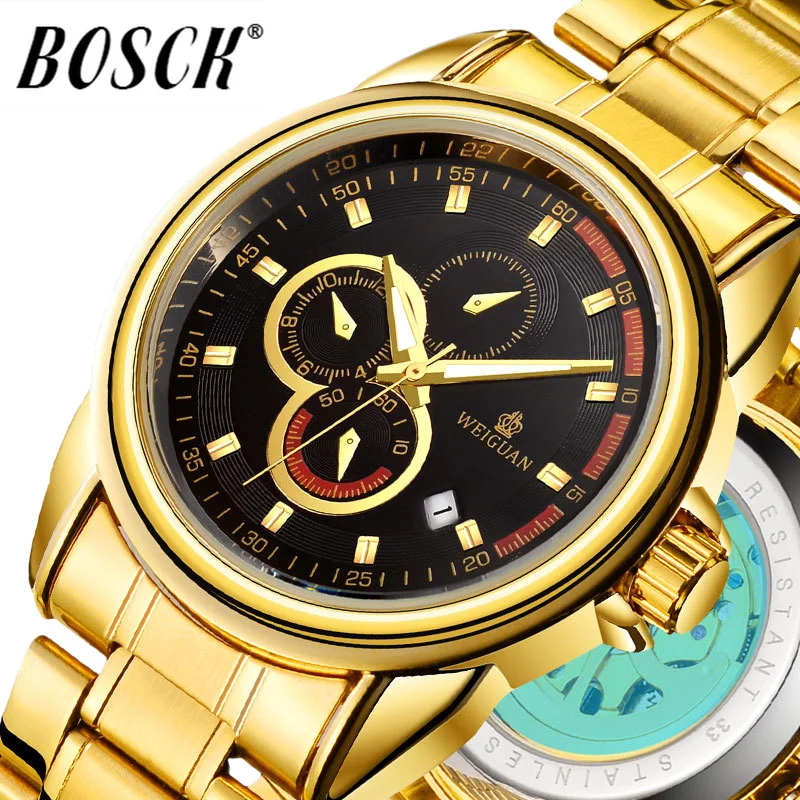 

2018 Top Luxury Brand Bosck Desgin Mechanical Watch Man Full Stainless Steel Dress Wristwatch Automatic Men Luminous Clock