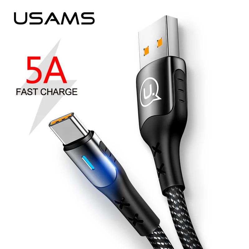 USAMS type C USB кабель 5A кабель для зарядного устройства кабель для быстрой зарядки для huawei P20 OPPO Smart charge USB C кабель для samsung Xiaomi