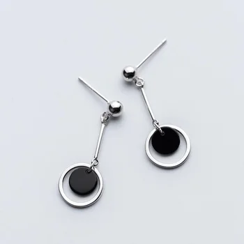 

Long Earrings 100% 925 Sterling Silver Drop Earrings Silver Jewelry with Agate