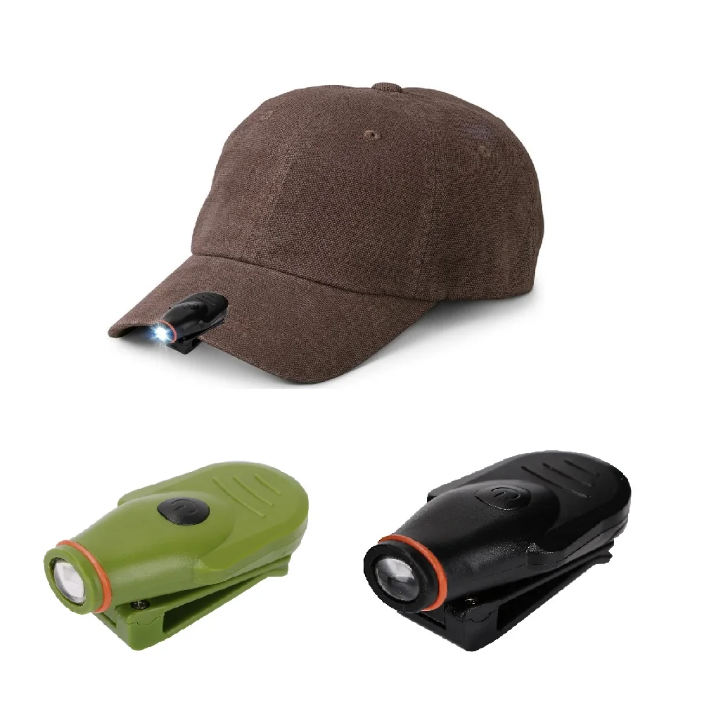 

LED Headlamp Cap Light 90 Degree Rotatable Clip-on Hat Light Handsfree Bright Head Lamp Camping Cycling Lantern Built-in Battery