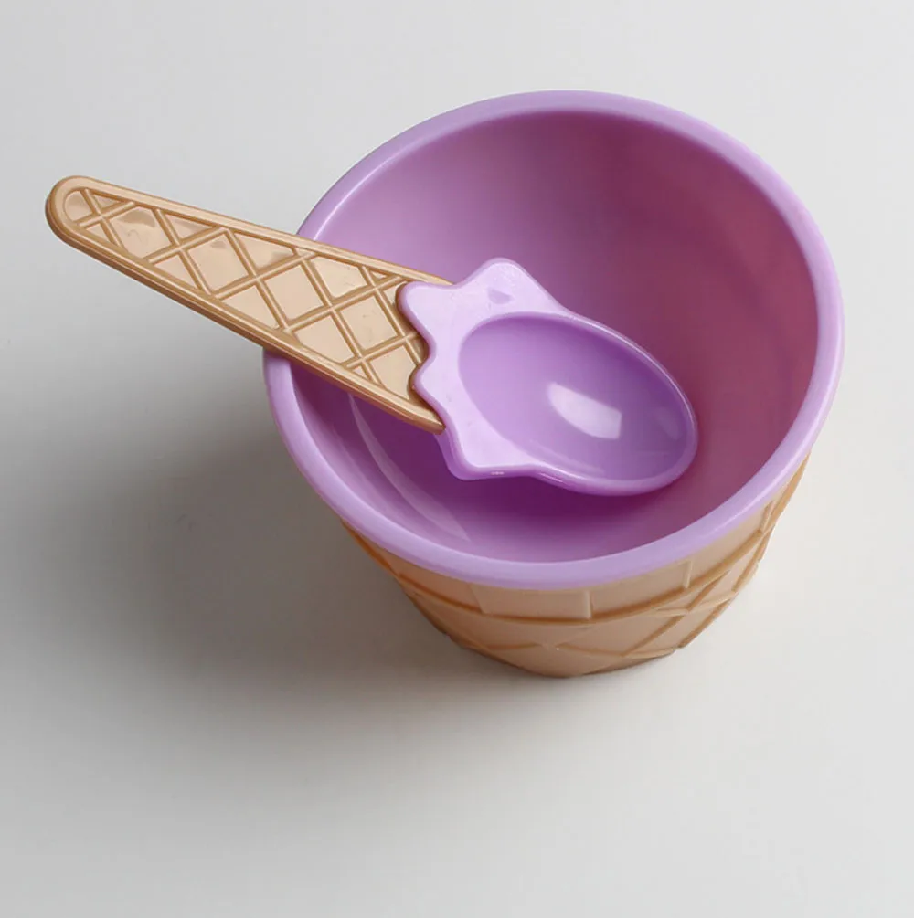 1PC kids ice cream bowls ice cream cup Couples bowl gifts Dessert container holder with spoon Best children gift supply on sale